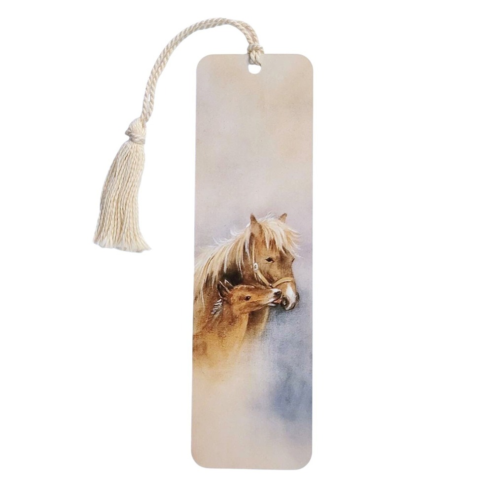 Vintage 90s Lena Liu Horses Bookmark, Mare Foal Misty- 1994 tassel Artworks LL60